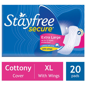 20 Pads - STAYFREE Sanitary Pads Secure Xl Cottony Soft with Wings